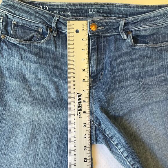 Ann Taylor LOFT Women Curvy Skinny Jeans size 12 Blue Mid Rise Boot Cut - Picture 5 of 10